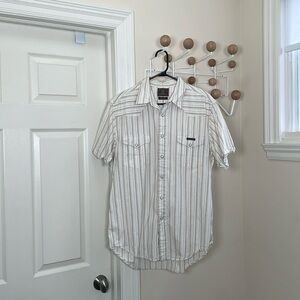Lucky Brand - Casual Pearl Snap Button Down Short Sleeve Western - White - L